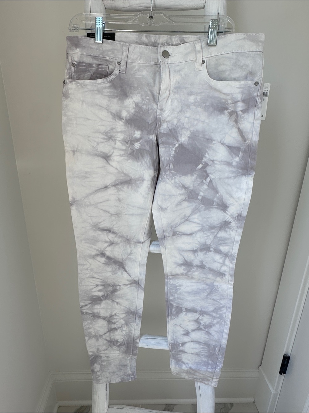 GAP Women’s Gray & White Low Rise Tie-Dye Legging Skimmer Skinny Jeans Size 12